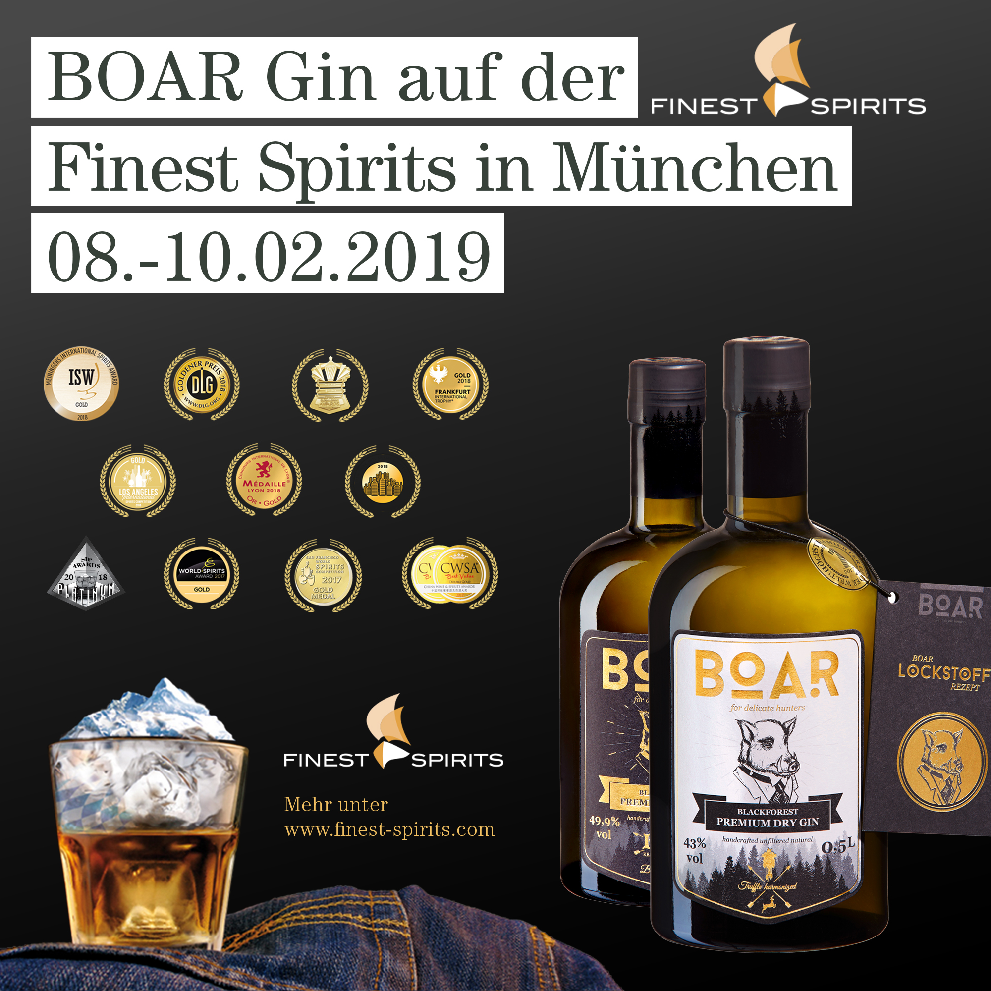 BOAR Gin auf der Finest Spirits in München vom 08.-10.02.2019