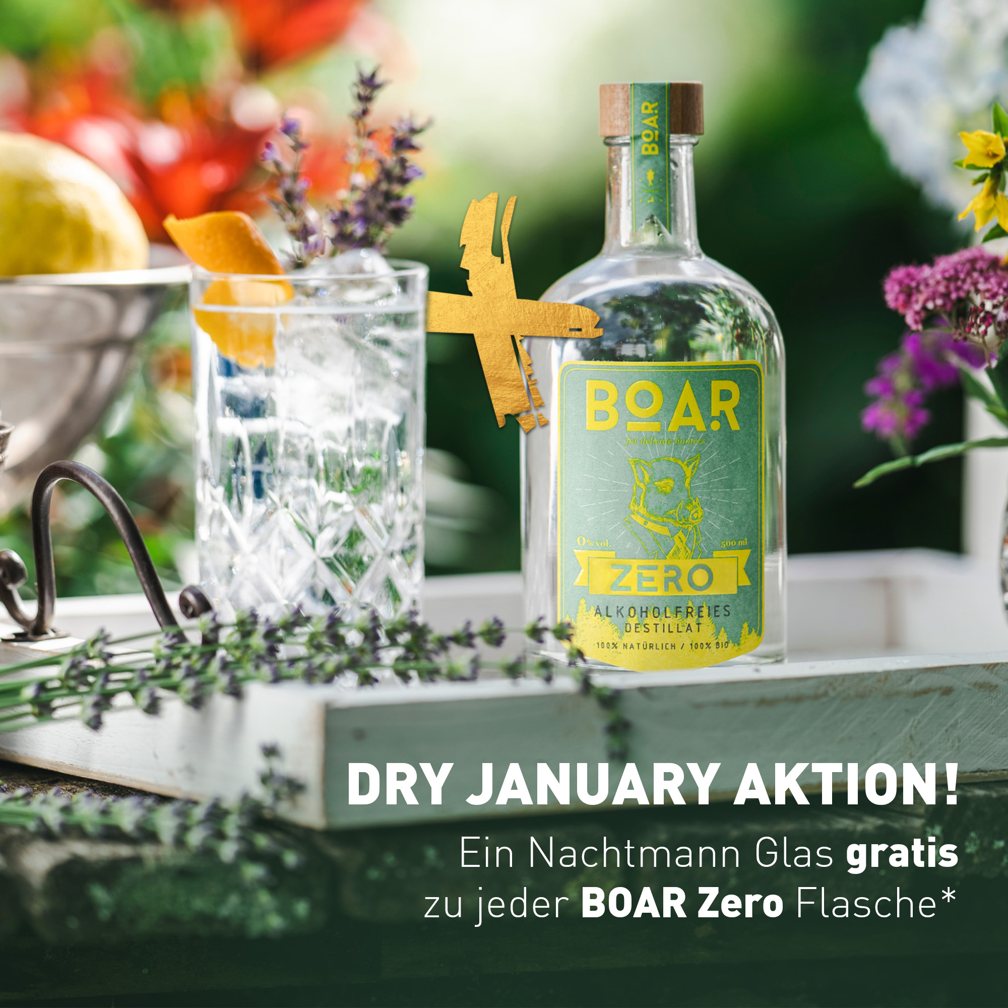 BOAR Zero: Die erfrischende Alternative im Januar! Gratis BOAR Nachtmannglas beim Kauf einer Flasche